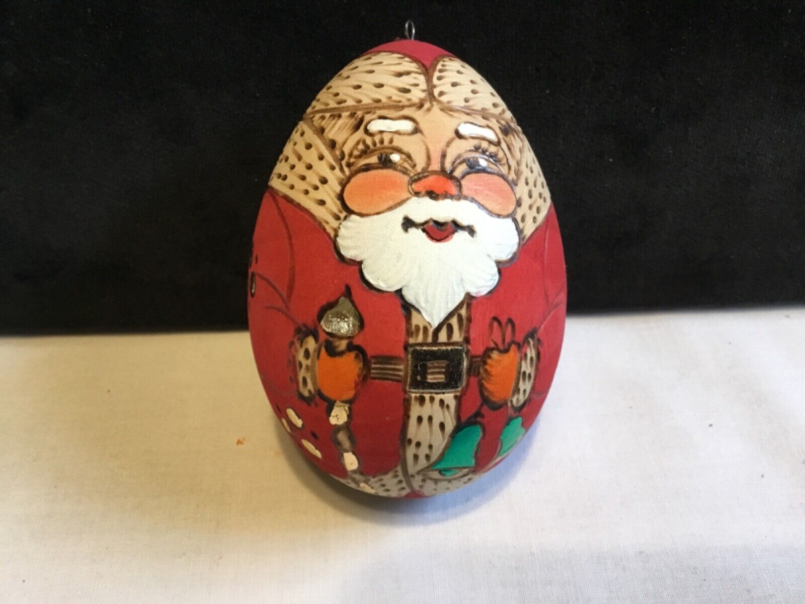 Wood Wooden Hand Painted  Carved Roly - Poly Santa Christmas Ornament  (TT49)