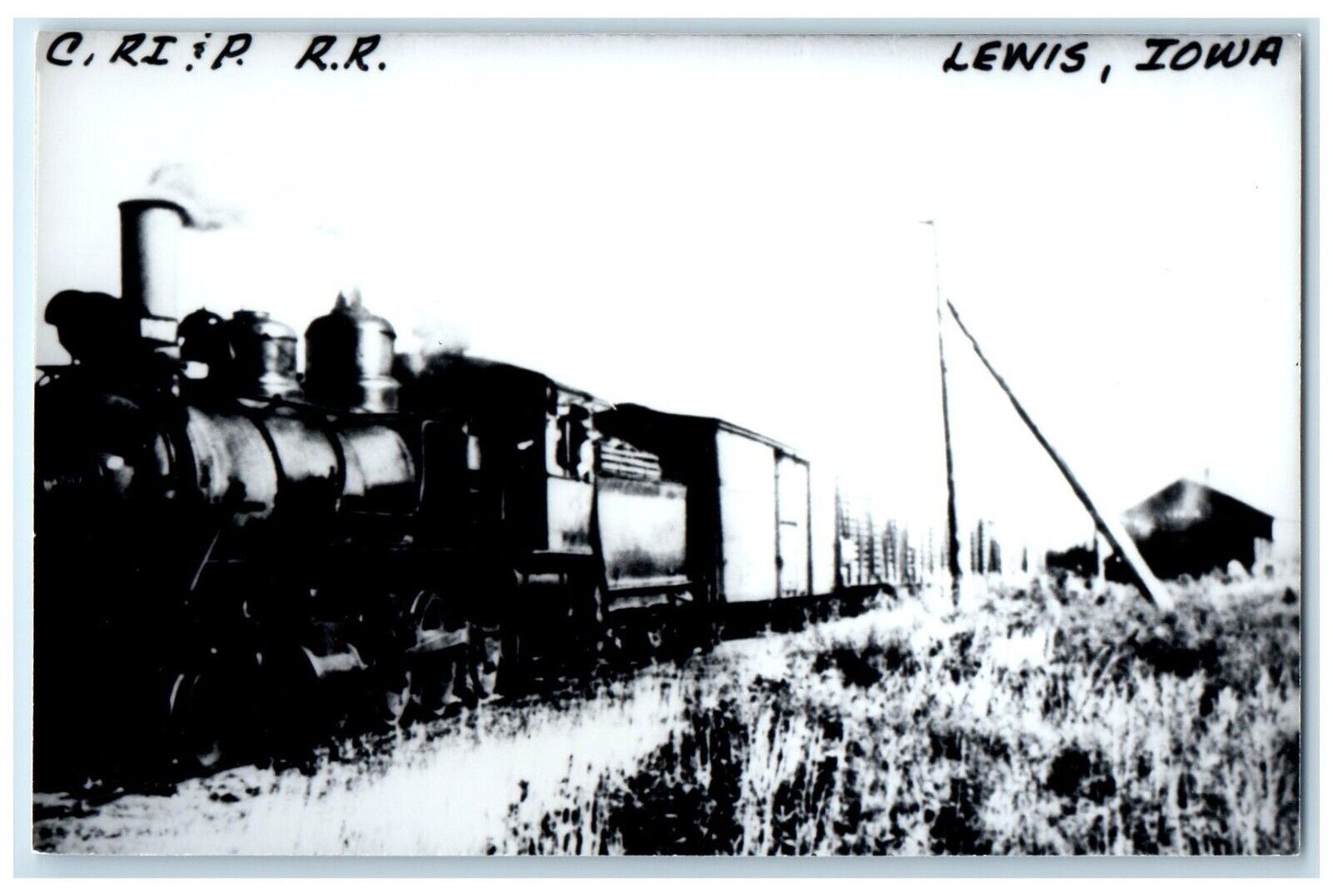c1960\'s CRI&P RR Lewis Iowa IA Railroad Train Depot Station RPPC Photo Postcard