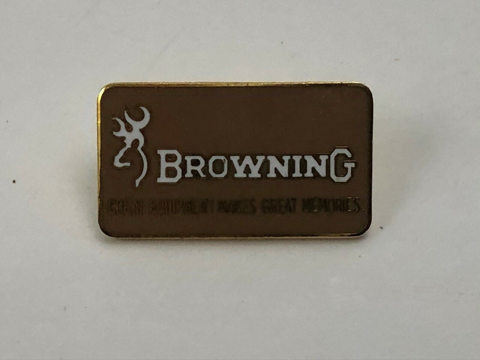 Browning Firearms Advertising Lapel Pin Great Equipment Makes Great Memories
