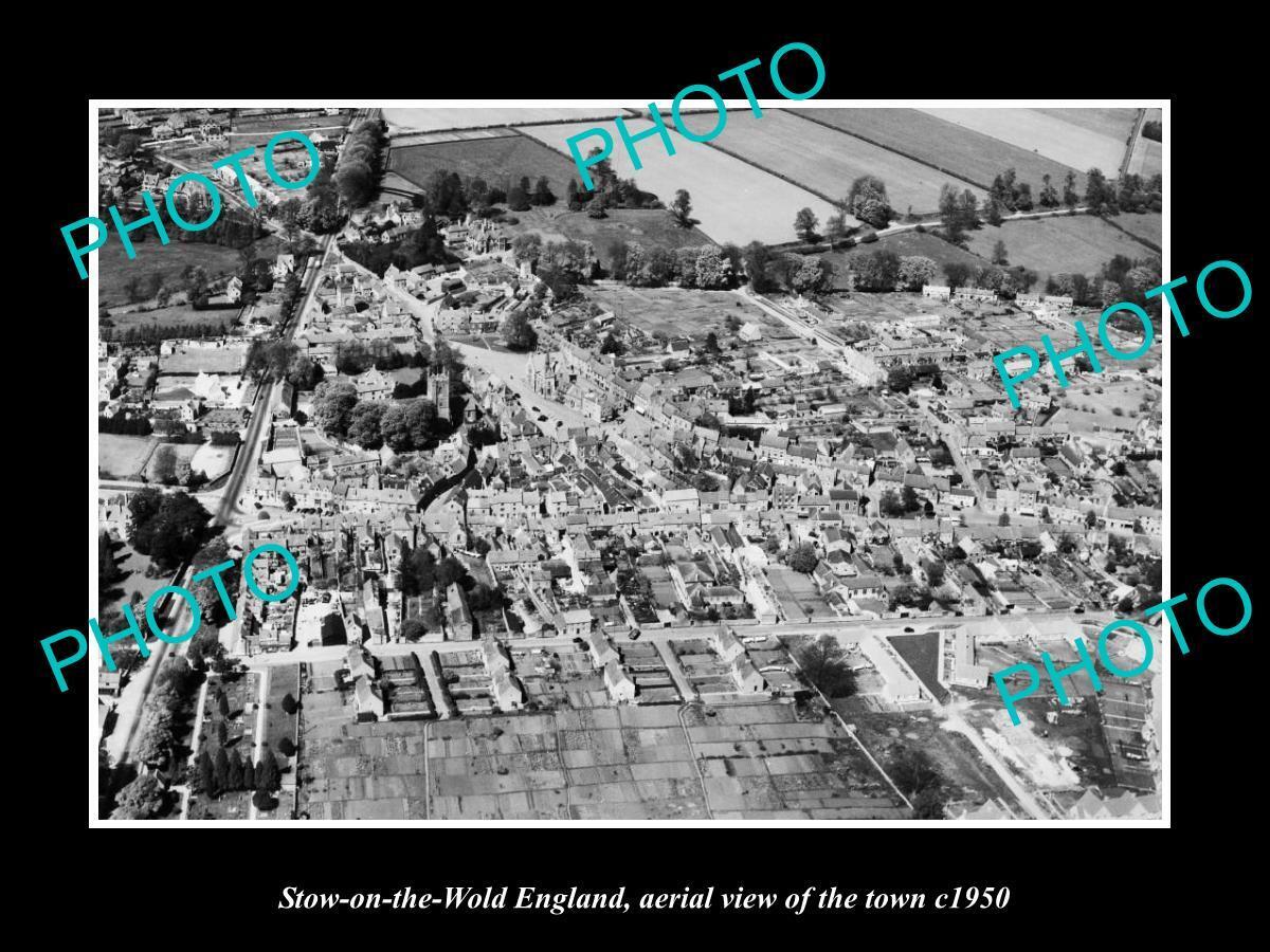 OLD LARGE HISTORIC PHOTO OF STOW ON THE WOLD ENGLAND AERIAL VIEW OF TOWN 1950 2