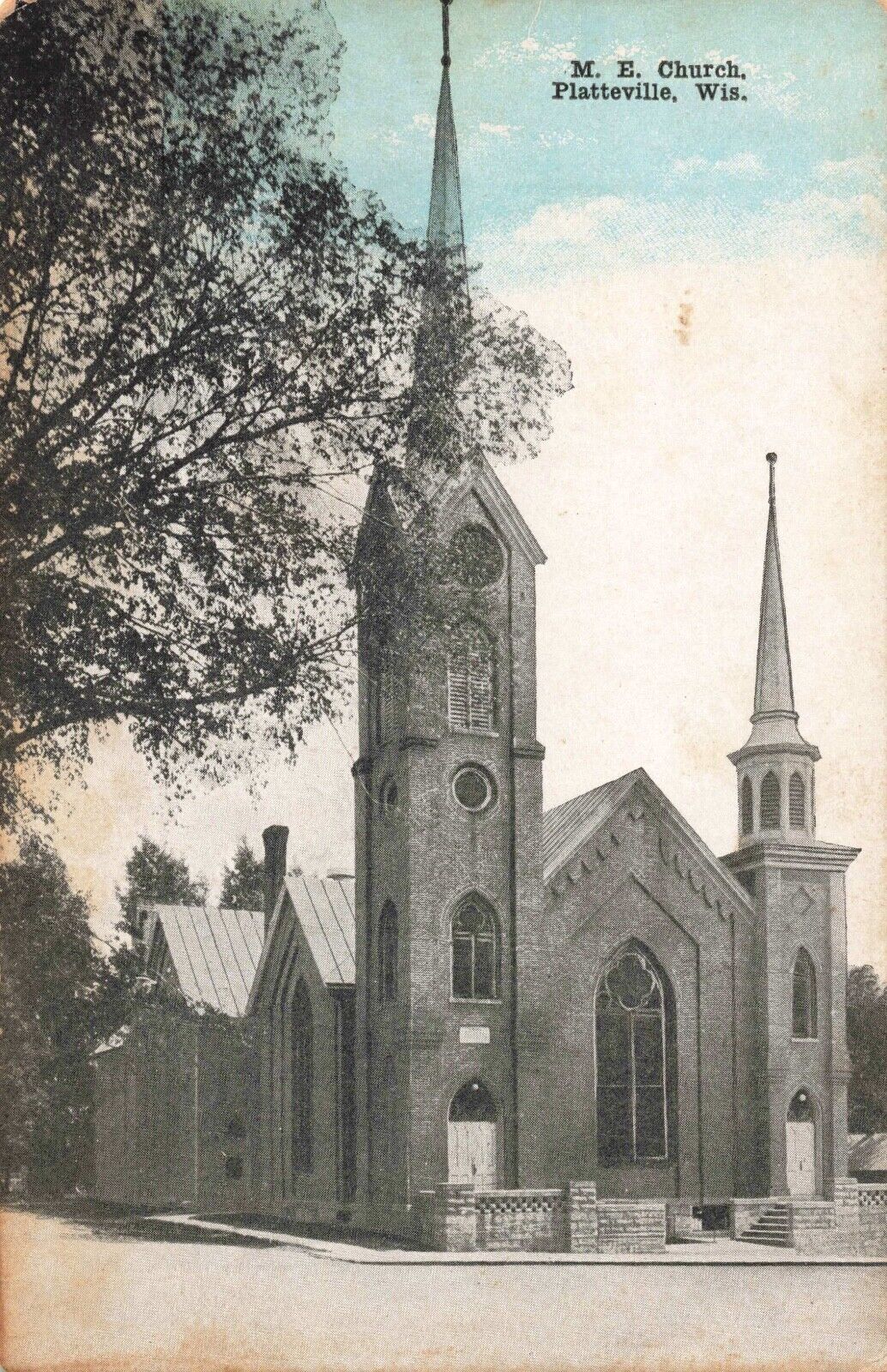 M. E. Church Platteville Wisconsin WI c1910 Postcard