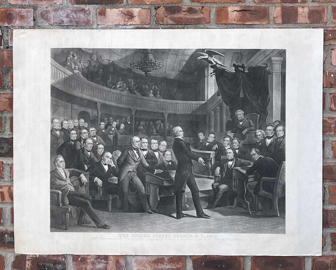 1855 Steel Engraving. US Senate By R Whitechurch After Peter Frederick Rothermel
