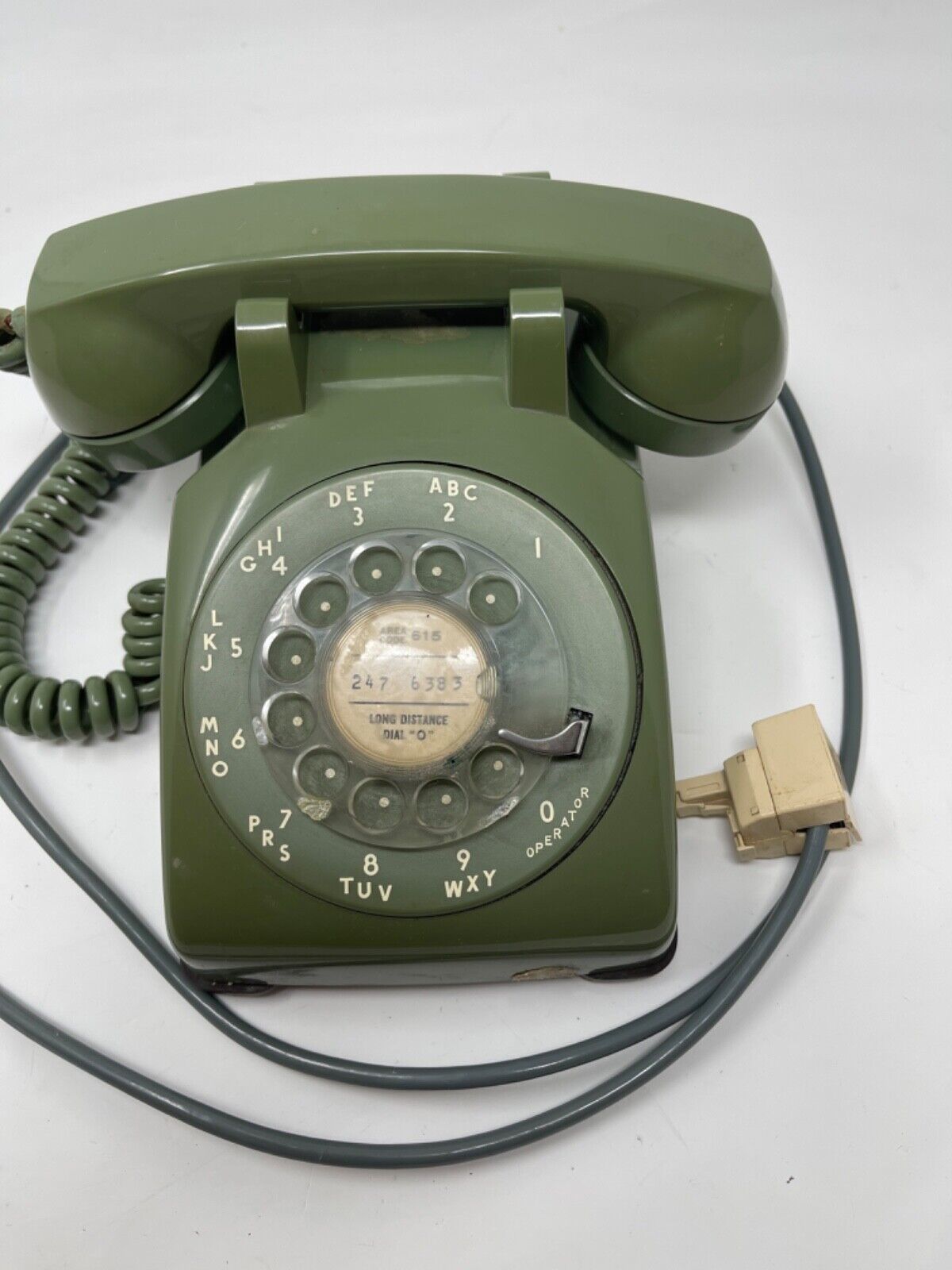 Vintage Green ITT Kellogg Telephone 1960s Model 500 Rotary Dial & Handset