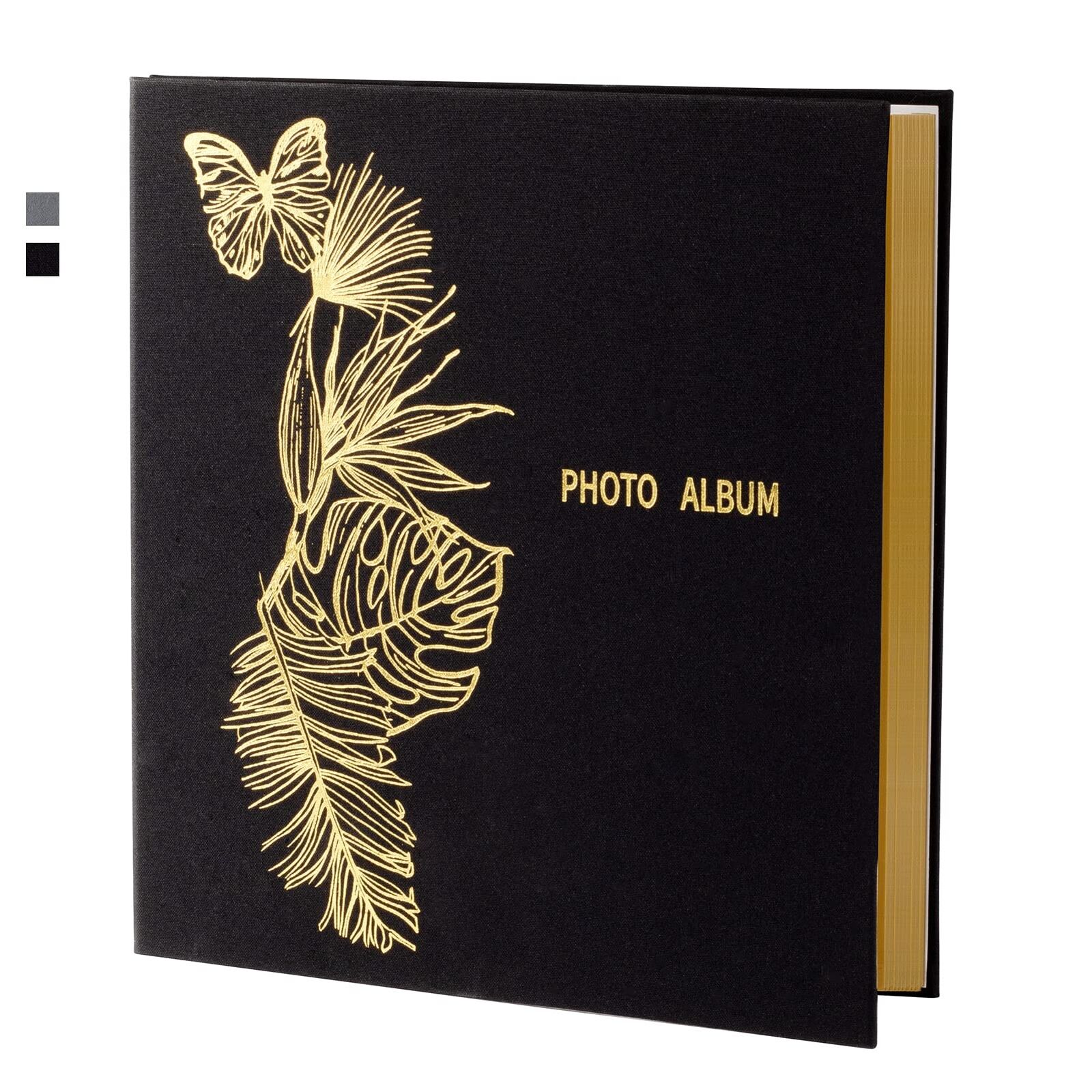 Photo Album Self Adhesive Pages, Large Self -Stick Picture Albums with Gold Foil