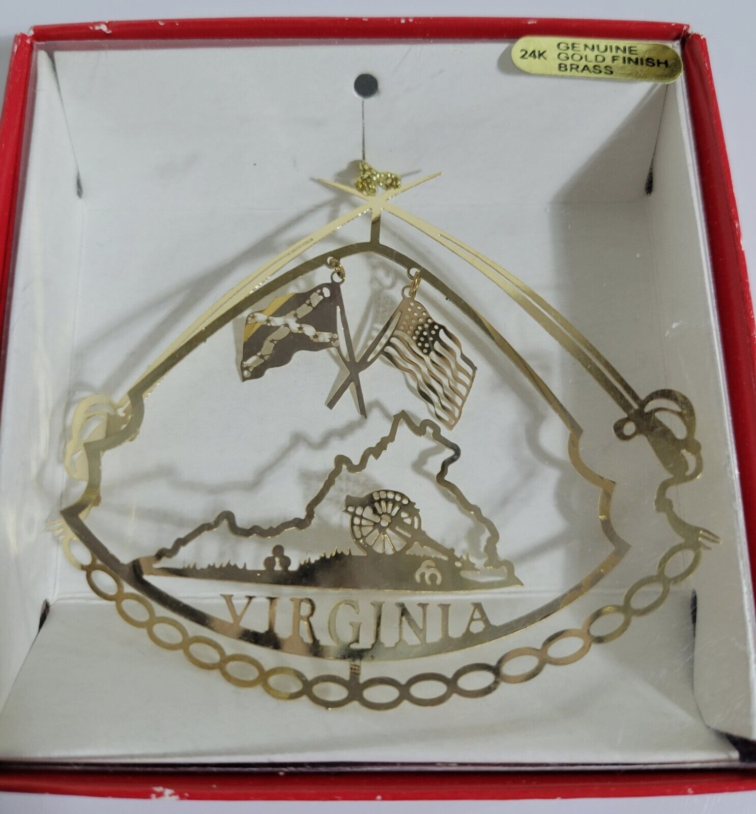 Nations Treasures Ornament Virginia 24K Gold Finish Brass 3D Die Cut Detailed