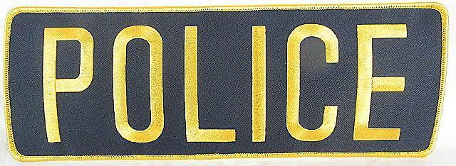 POLICE Embroidered Patch Large Gold Blue NEW 10.75\
