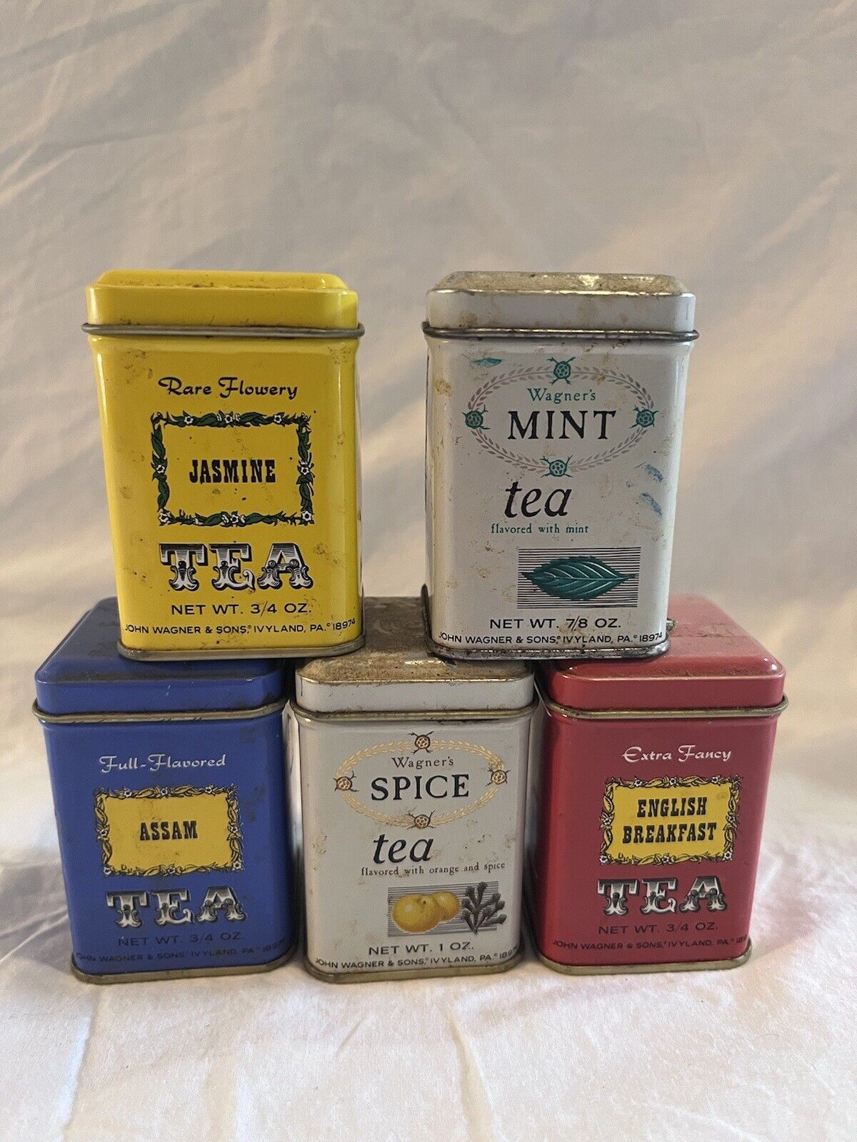 Vintage Tea Tins Set Of 5