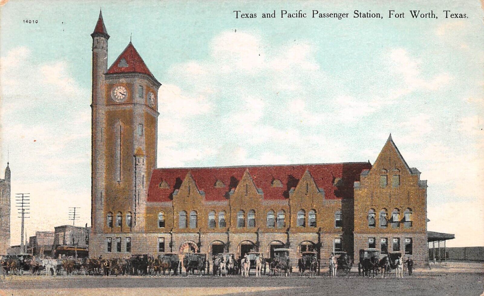 Texas & Pacific Railroad Passenger Station Fort Worth Texas 1909 Postcard