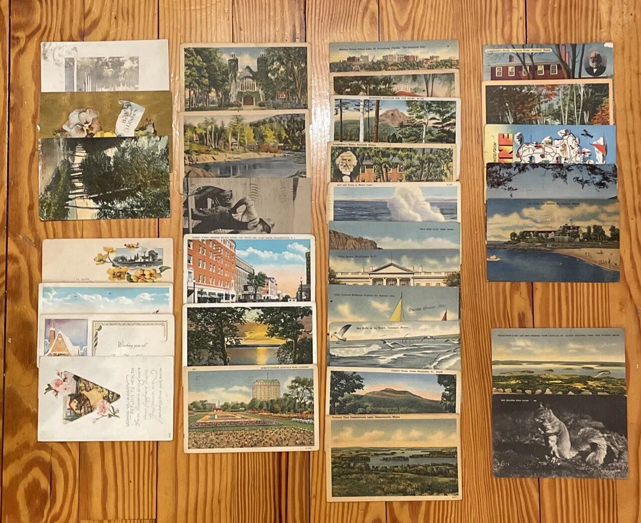 Lot of 31 Vintage 1910s, 1920s, 1930s, 1940s, 1950s Postcards Mostly Maine