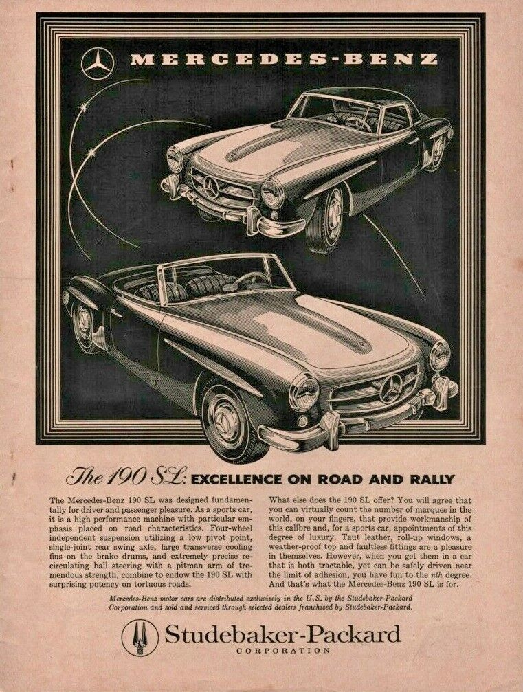 1958 Mercedes-Benz 190 SL - Vintage Automobile Ad
