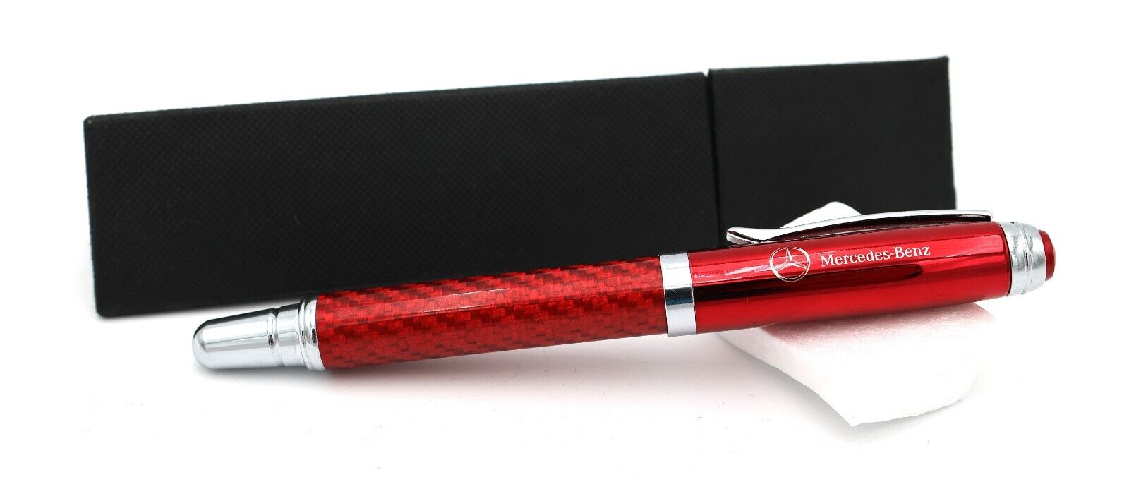 Mercedes Benz Ballpoint Pen Carbon Fiber Red and Chrome With Case