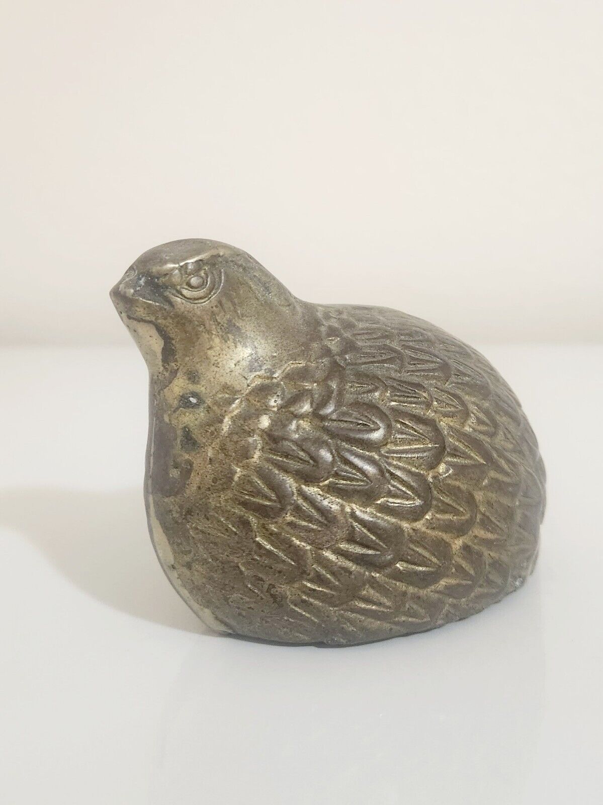 Vtg Solid Brass Quail Pheasant Bird Decorative Figurine Hand Crafted Paperweight