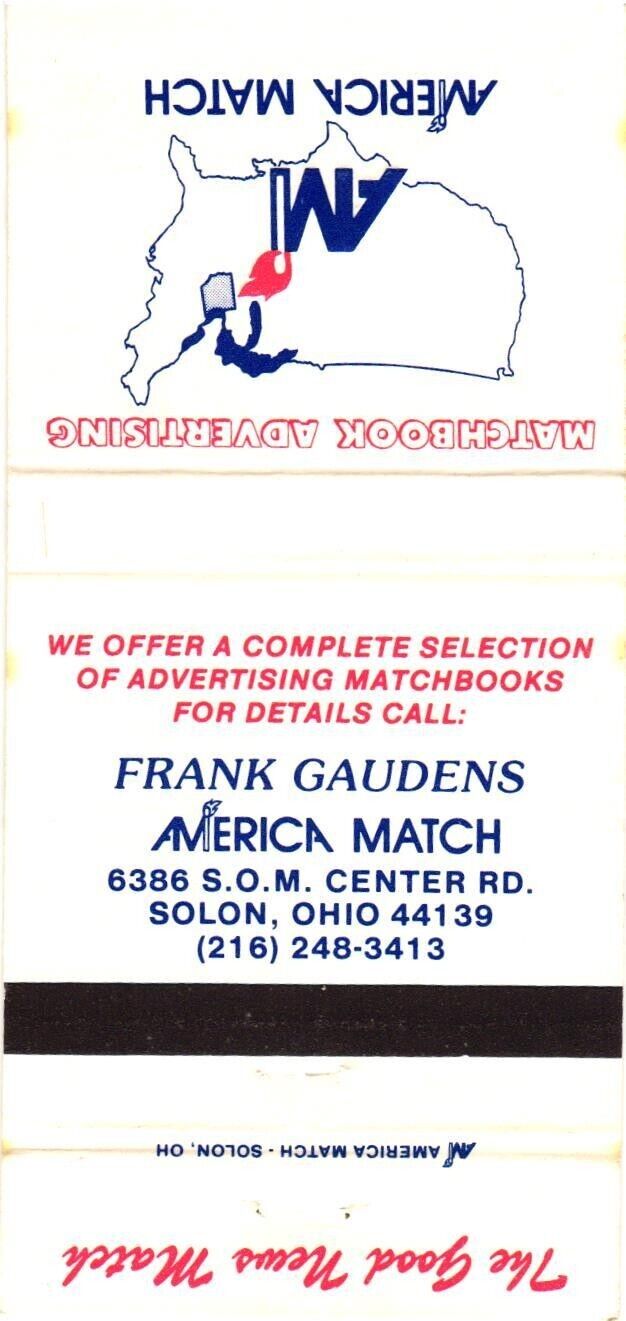 Frank Gaudens America Match, Advertising Matchbooks Vintage Matchbook Cover