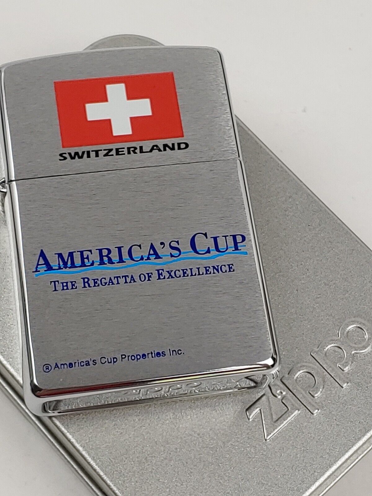 Zippo America\'s Cup Regatta SWITZERLAND on Brushed Chrome Lighter - JUL (G) 1998