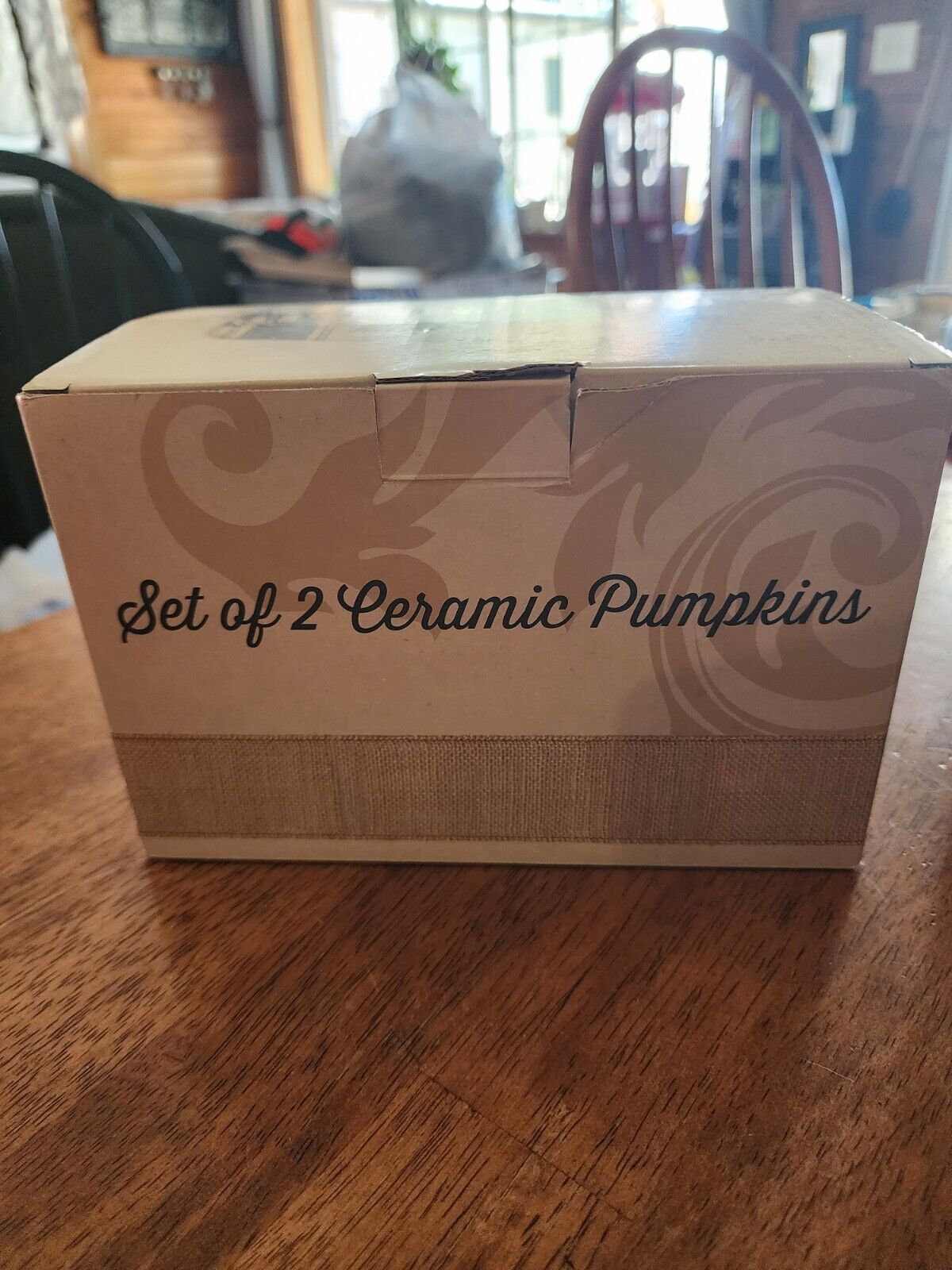 Cracker Barrel Set of 2 Ceramic  Pumpkins  Coastal Modern In Box