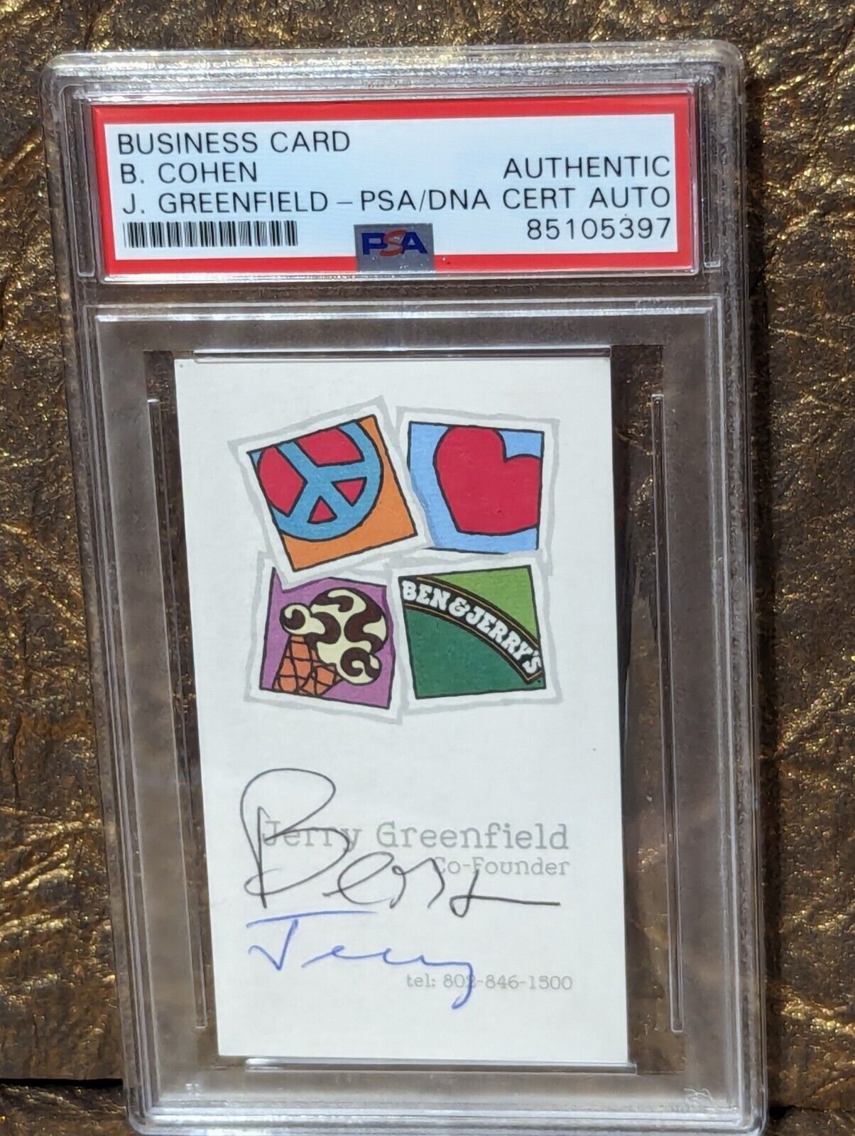 Ben & Jerry Ice Cream PSA/DNA Authenticated Autographed Signed  🍨 Business Card