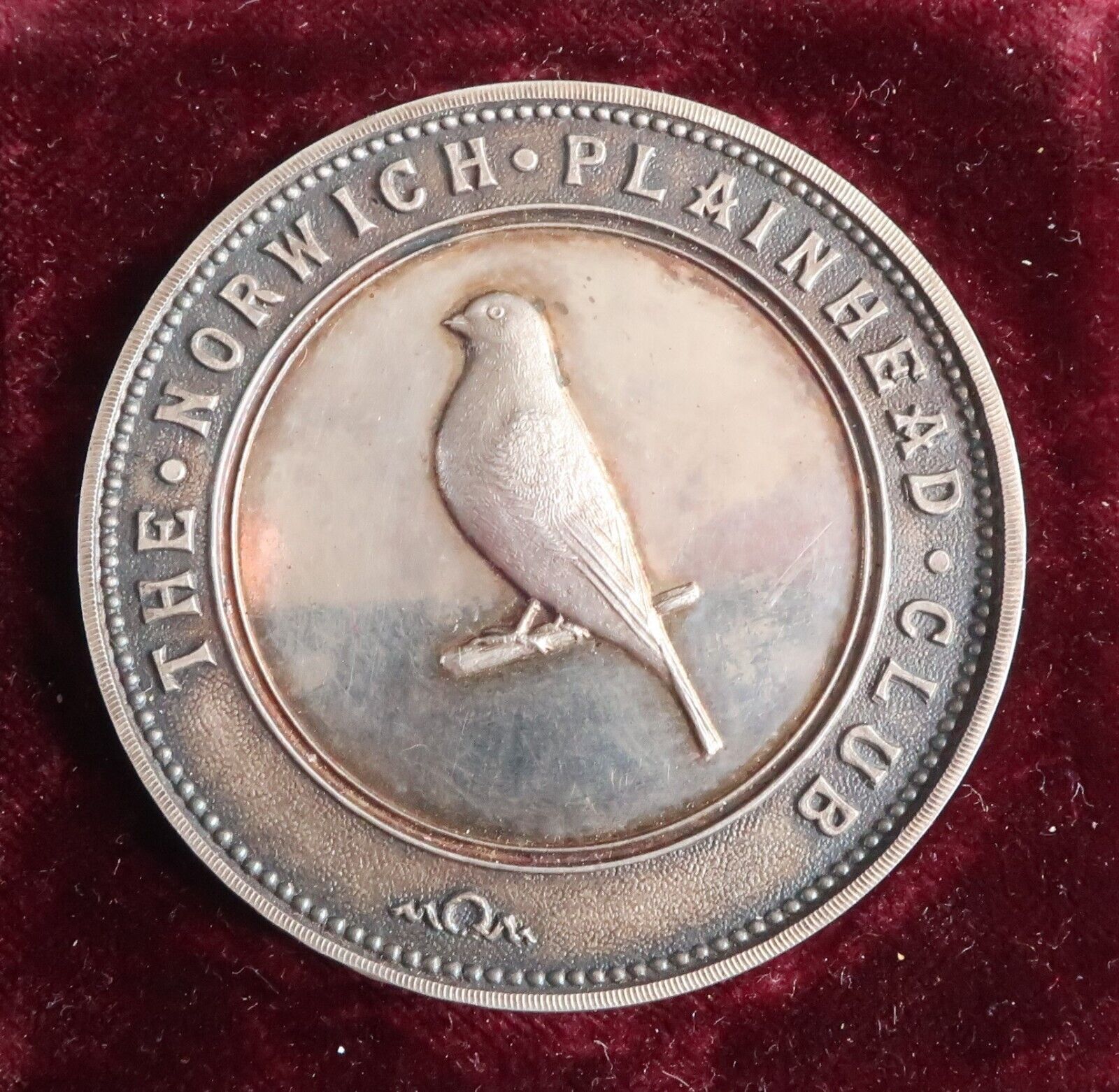Fine Antique Victorian Silver prize Medal The Norwich Plainhead Canary Club 1898