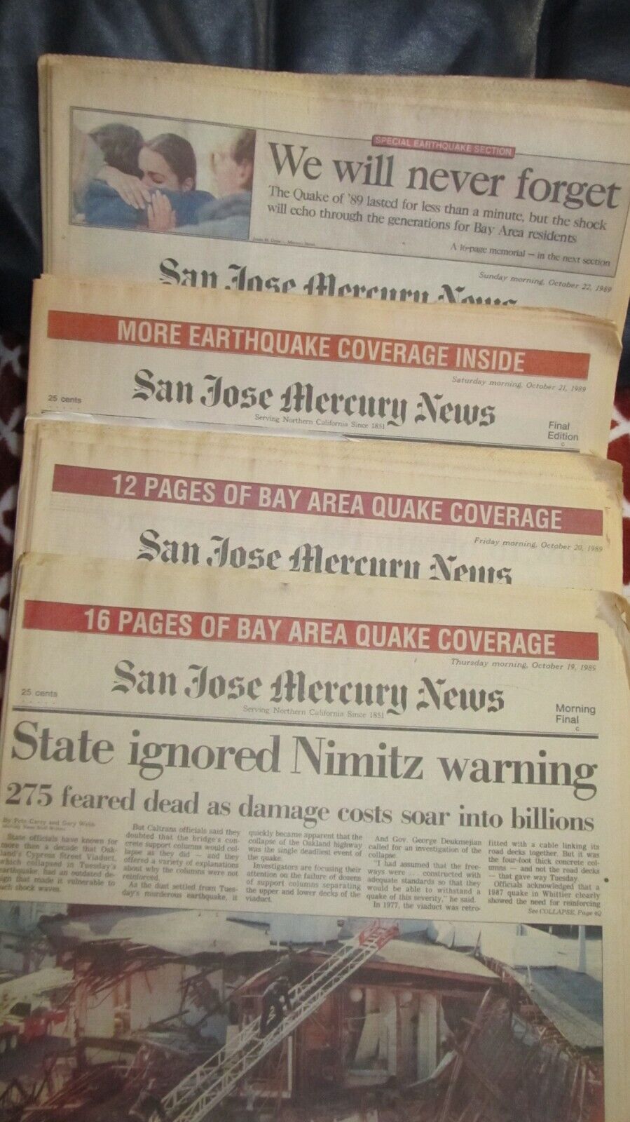 4 San Jose Mercury Newspapers Oct 19-22, 1989 SF Quake Giant's A's World Series