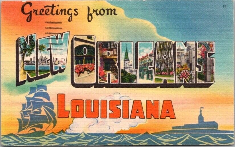 NEW ORLEANS, Louisiana Large Letter Postcard Colourpicture Linen / 1953 Cancel