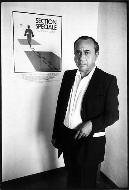 Leonardo Sciascia next to poster for film \'Special Section\' di- 1980 Old Photo
