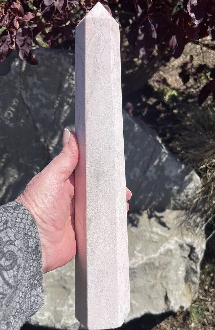 3.04lb 12'' Natural Pink Opal Obelisk Tower Wand Point Crystal Rock Energy