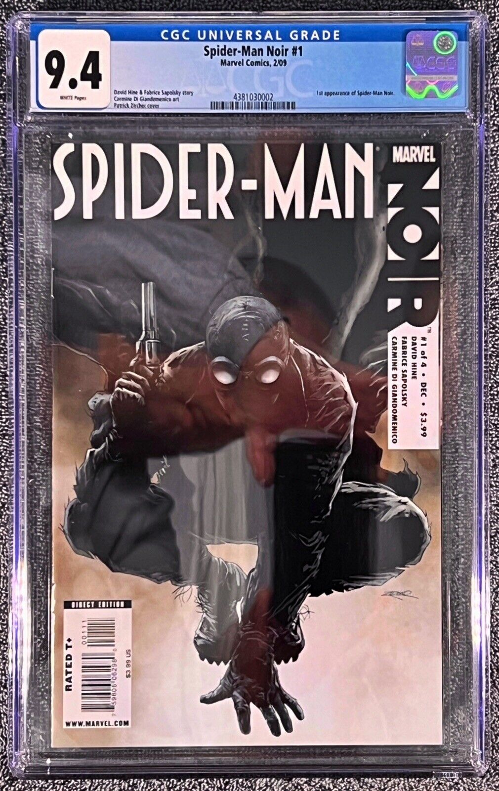 Spider-Man Noir #1 CGC 9.4 2009 🔥🔑1st Appearance Of Spider-Man Noir