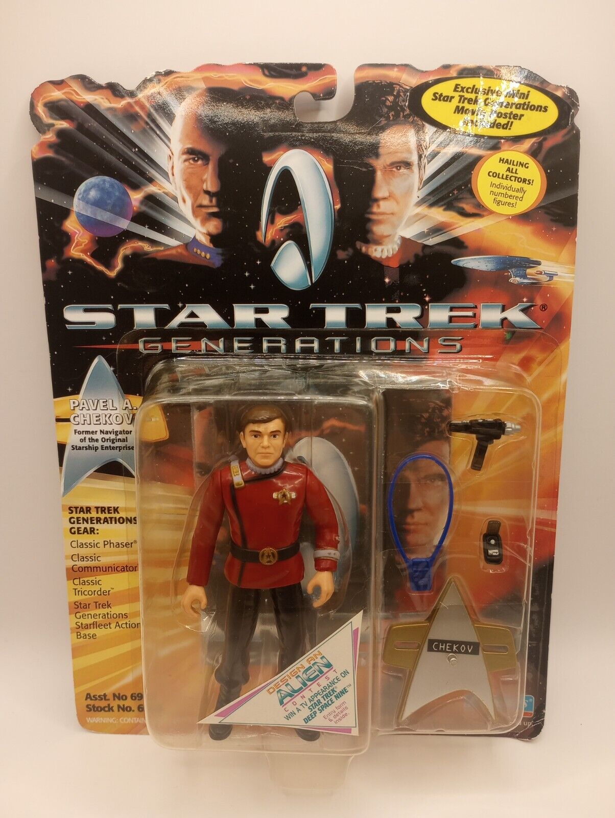 Star Trek Figure Pavel A Chekov #6916 Vintage Playmates 1994 New in Package NOS