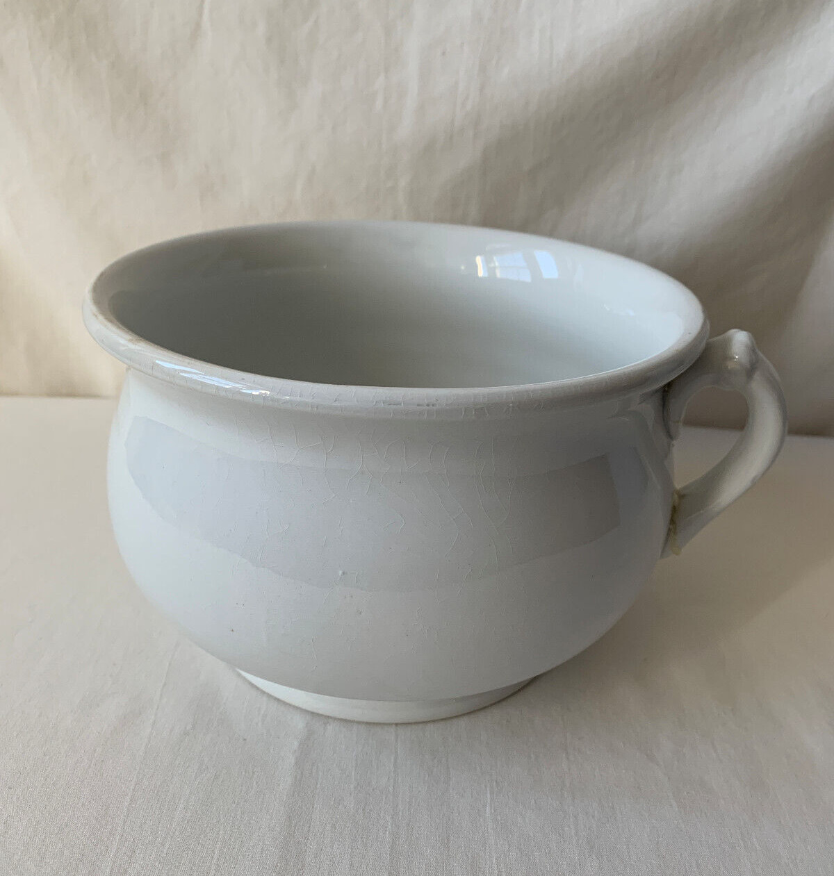 Antique Warranted White Ironstone Chamber Pot ~ 4 3/4” X 7 1/4”
