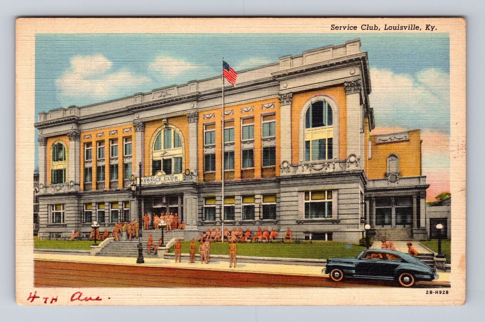 Louisville KY-Kentucky, Service Club, Antique Vintage Souvenir Postcard