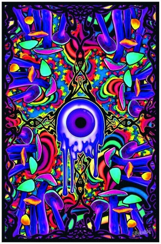 SHROOM WITH A VIEW  BLACKLIGHT  23X35  POSTER   HARD TO FIND