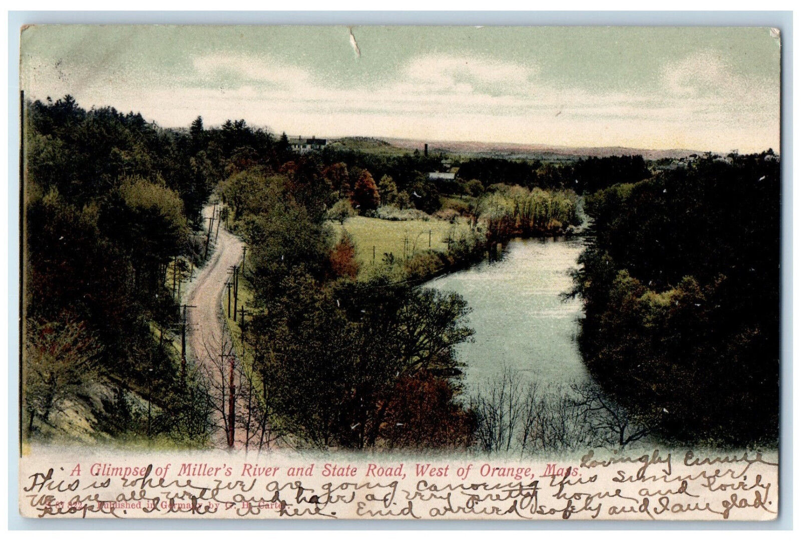 1906 A Glimpse of Millers River Orange Massachusetts MA Tannersville NY Postcard