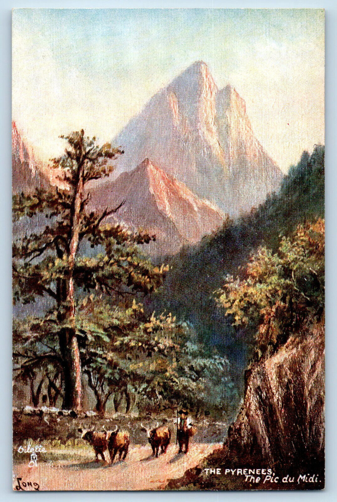 France Postcard The Pyrenees The Pic Du Midi c1910 Antique Oilette Tuck Art
