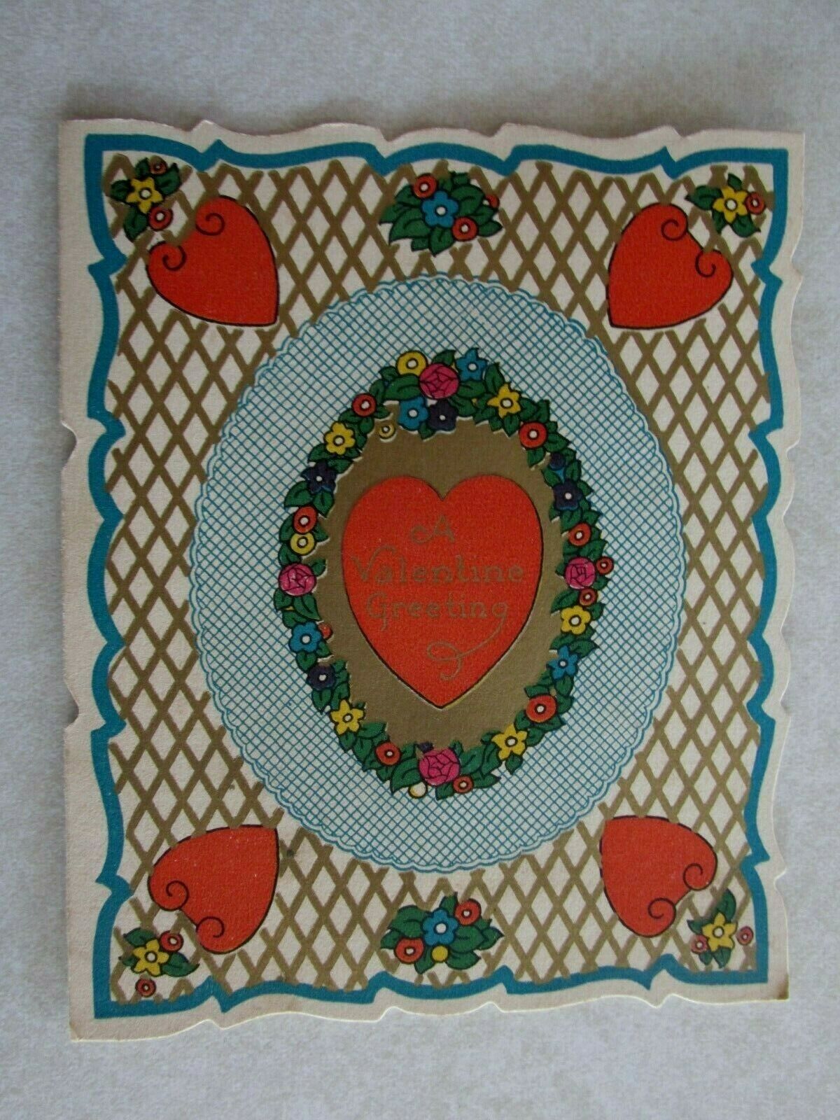 PP139 Vintage Valentines Day Card Carrington Co die cut