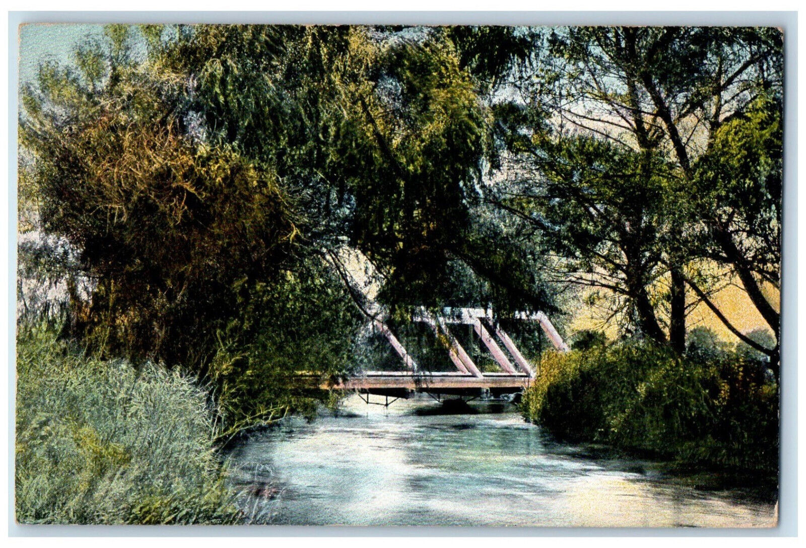 1907 View Of Bridge Over Irrigation Ditch Near Fresno California CA Postcard