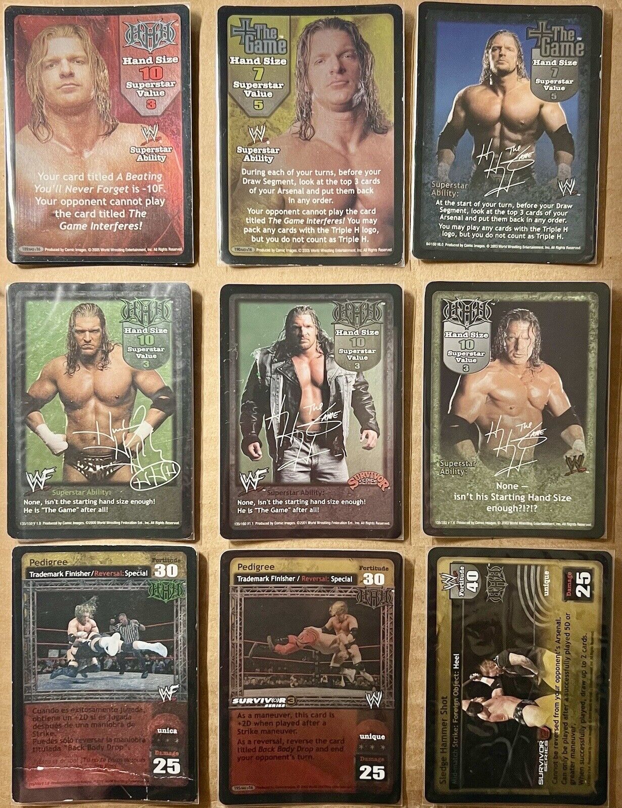 WWE Raw Deal CCG - WWF Card Game - TRIPLE H SS3 Set / Ric Flair Chyna Interferes