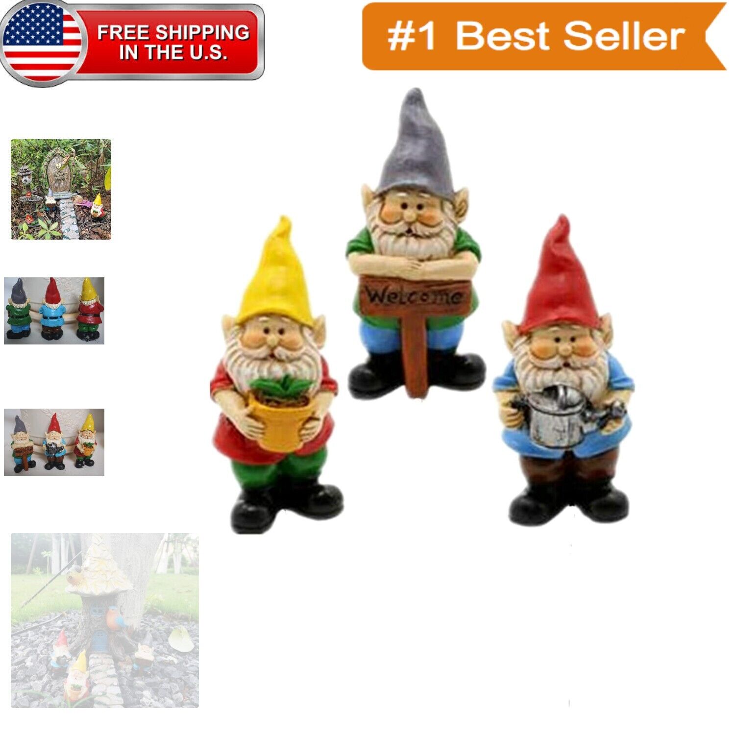 Enchanting 3-Piece Mini Gnome Figurine Set - Perfect for Terrarium Displays