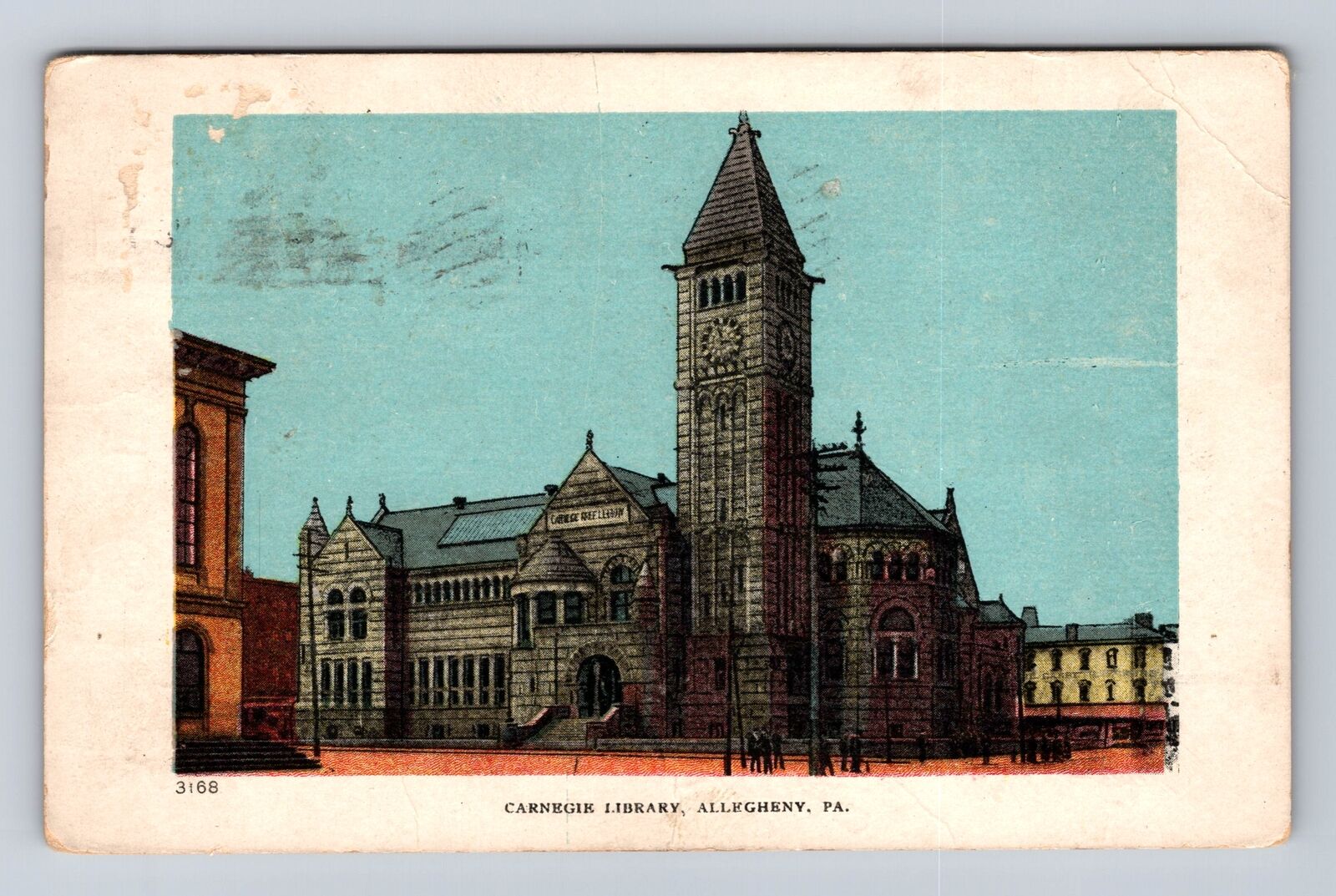Allegheny PA-Pennsylvania, Carnegie Library, Antique, Vintage c1910 Postcard