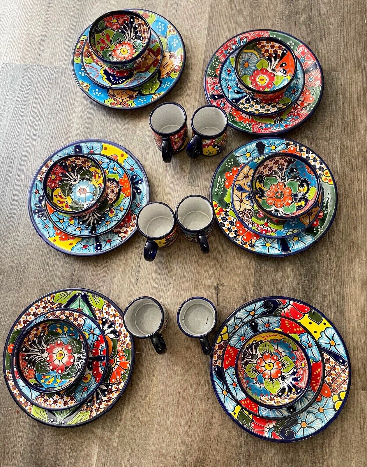 26 Piece Talavera Dinnerware Set Seat 6 Vibrant Dishes with Floral leadfree