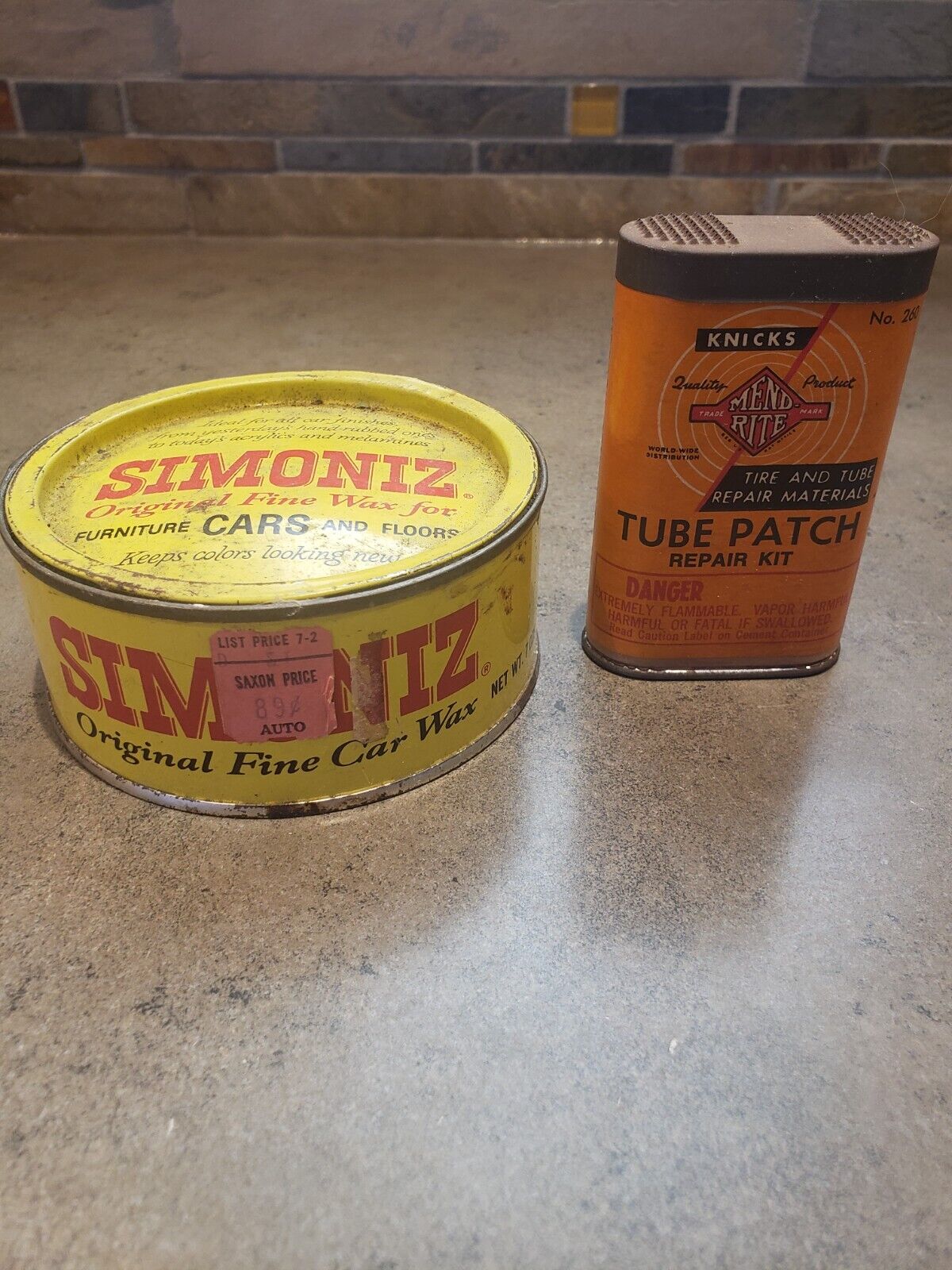 Vintage Simoniz Original Paste Wax Can and tire repair kit