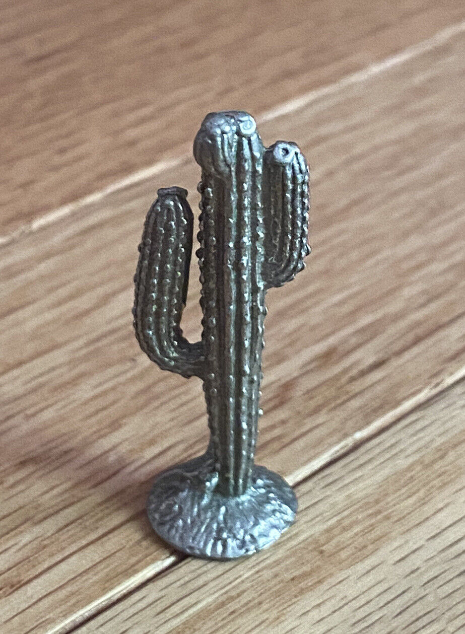 Pewter Saguaro Cactus with Longhorn Skull Figurine Metal