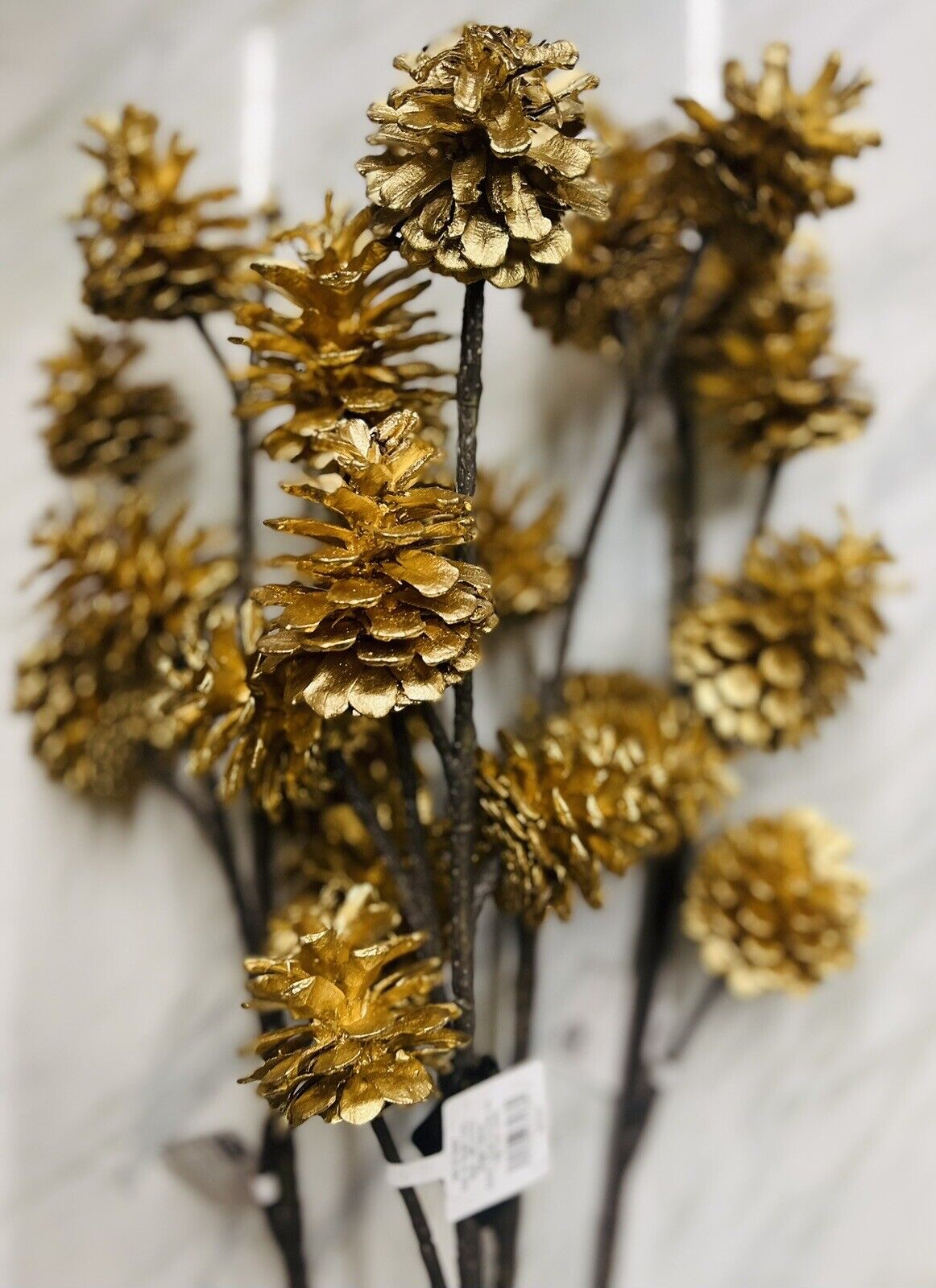 (Set Of 4) Threshold Pinecone Branch Antique Gold 30” Long