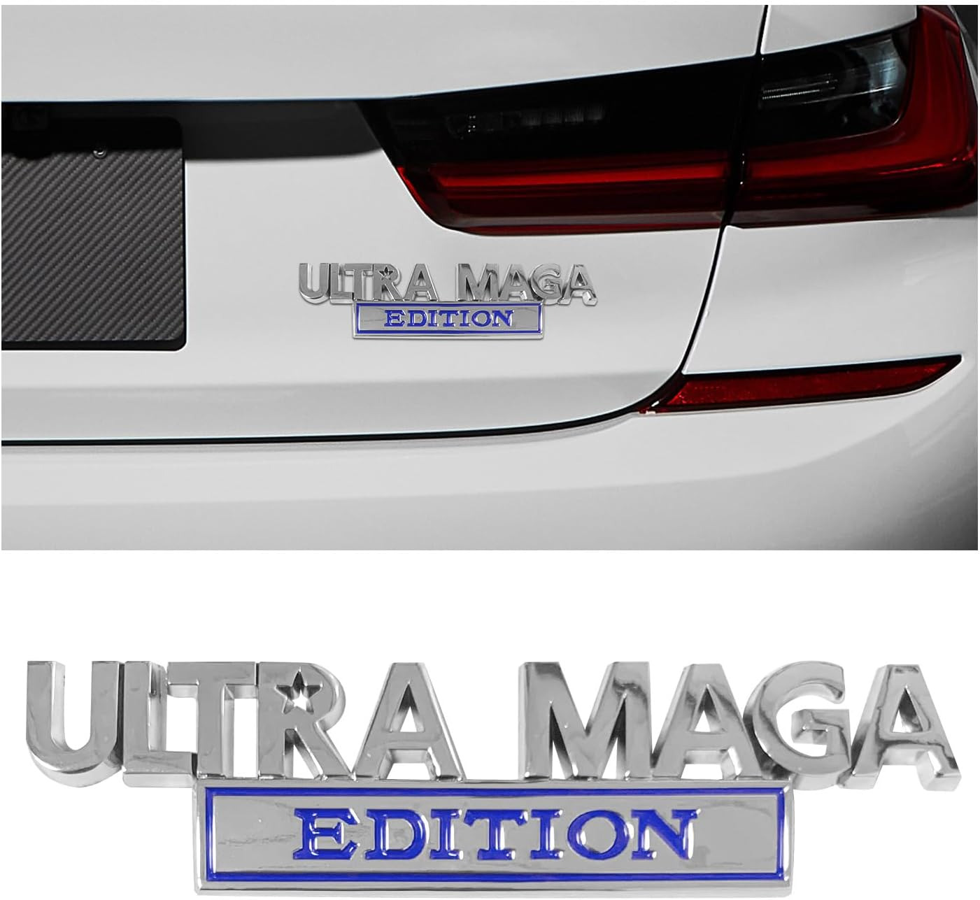 Dickno Ultra MAGA Edition Car Emblem, 3D Raised Letter Metal Fender Badge Sticke