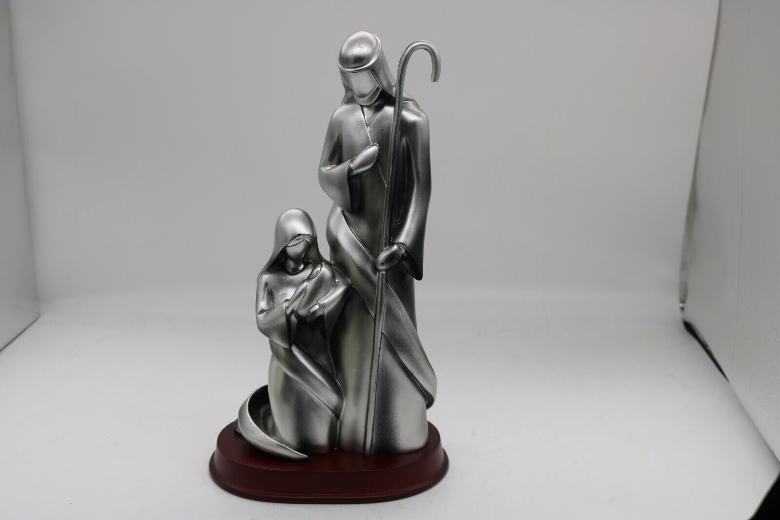 Vintage Herco Silver Tone Statue of Joseph & Mary w/Child-Rare