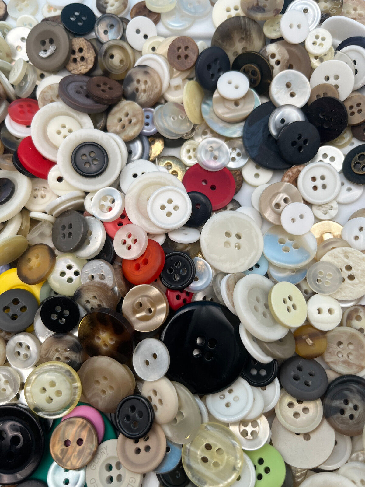 Vintage Button Lot - 14 oz Assorted Colors Plastic Wood Metal MOP Other