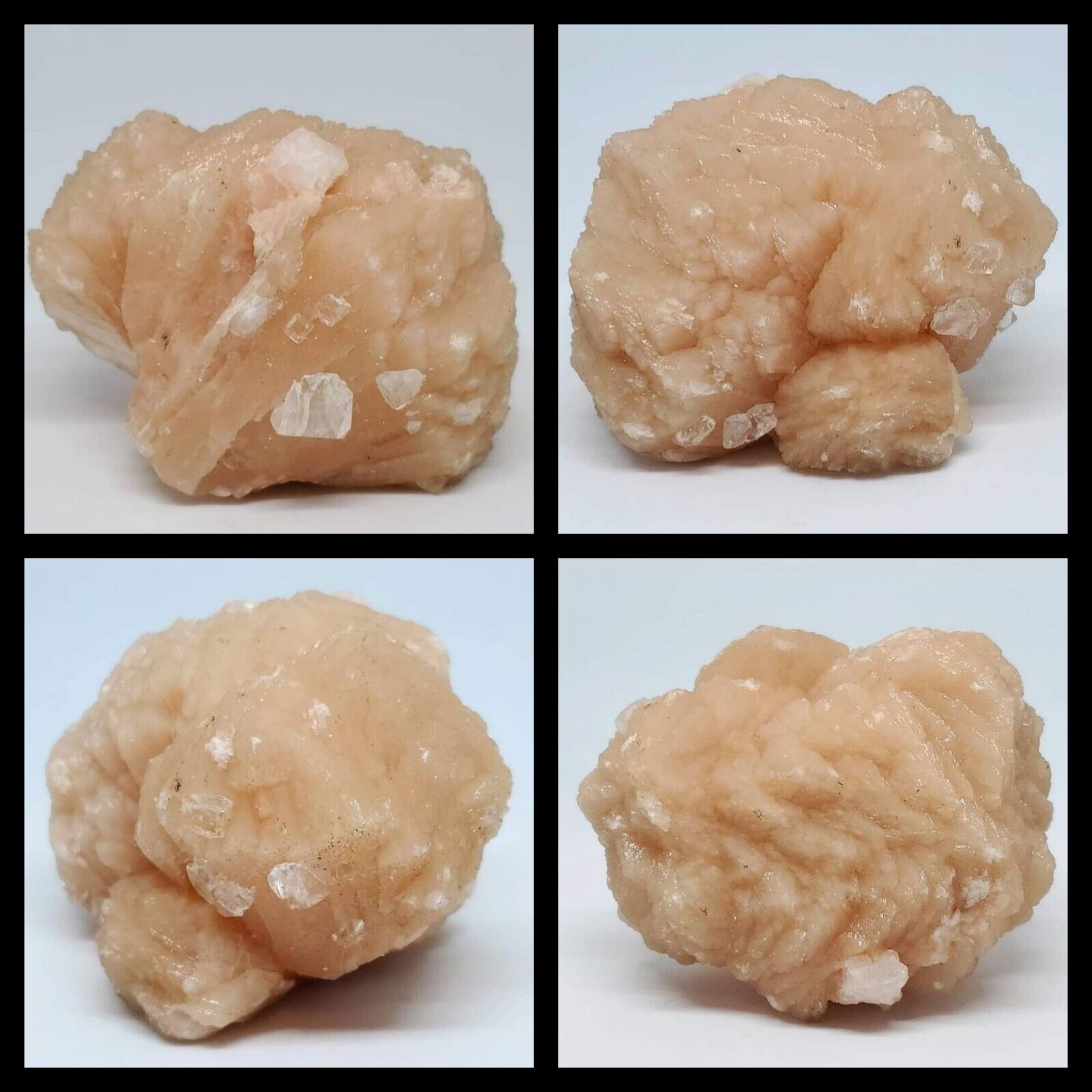 Peach Colored Stilbite with Apophyllite Crystals
