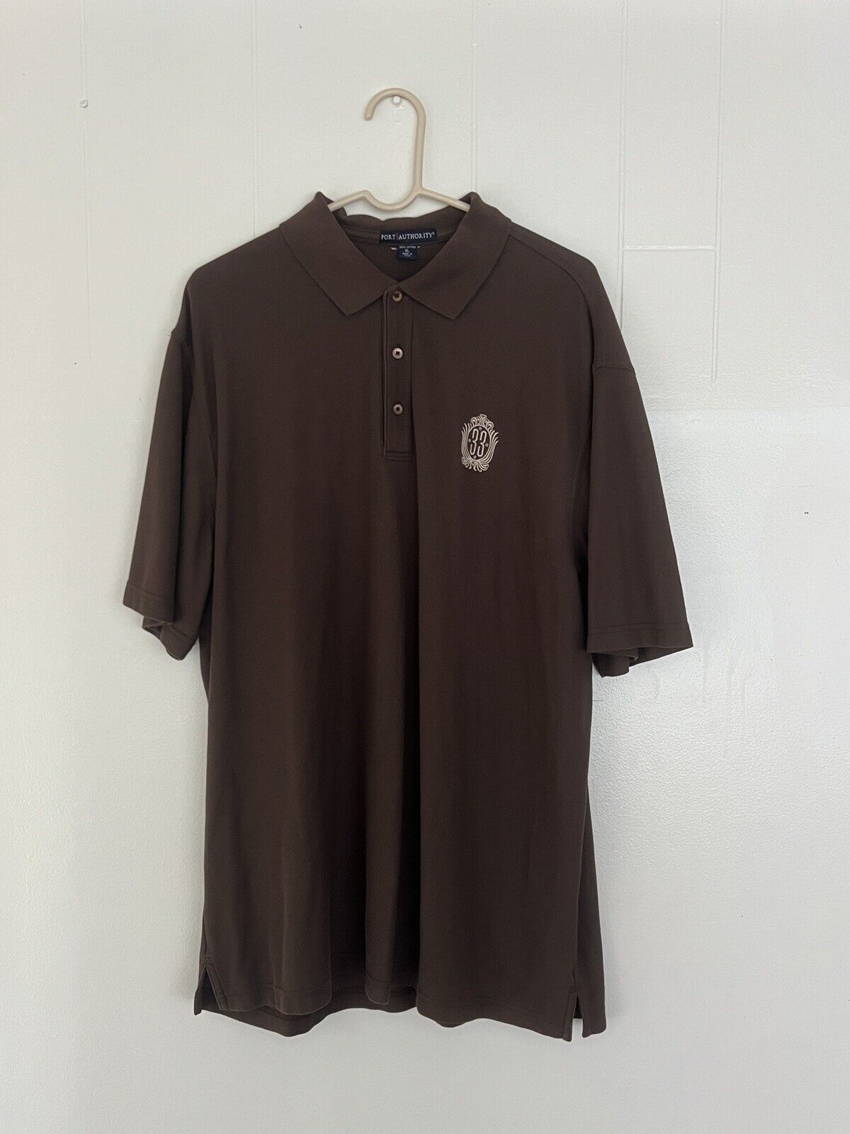 Disneyland Retired Club 33 Men's Port Authority XL Polo Shirt Brown Pre owned