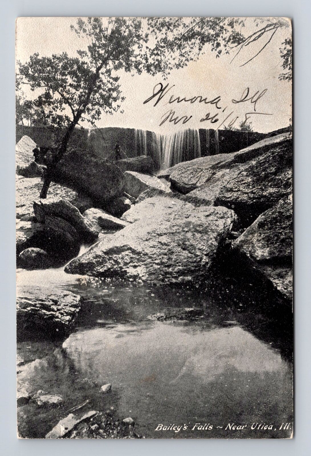 Utica IL- Illinois, Bailey's Falls, Antique, Vintage Souvenir Postcard