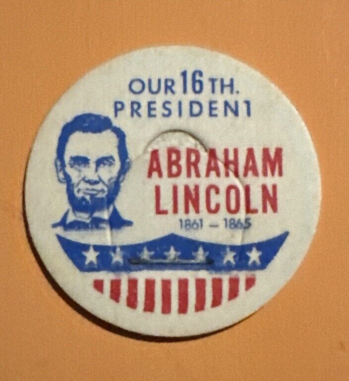 ABRAHAM LINCOLN 16th PRESIDENT-ONE 3/8 INCHES WIDTH-MILK CAP-VINTAGE