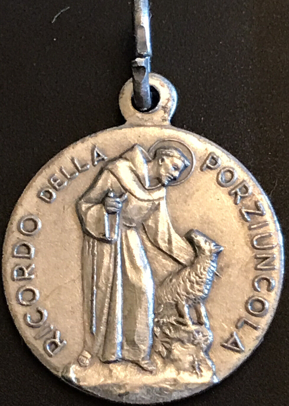 Vintage Catholic Ricordo Della Porziuncola Flower Silver Tone Medal Italy