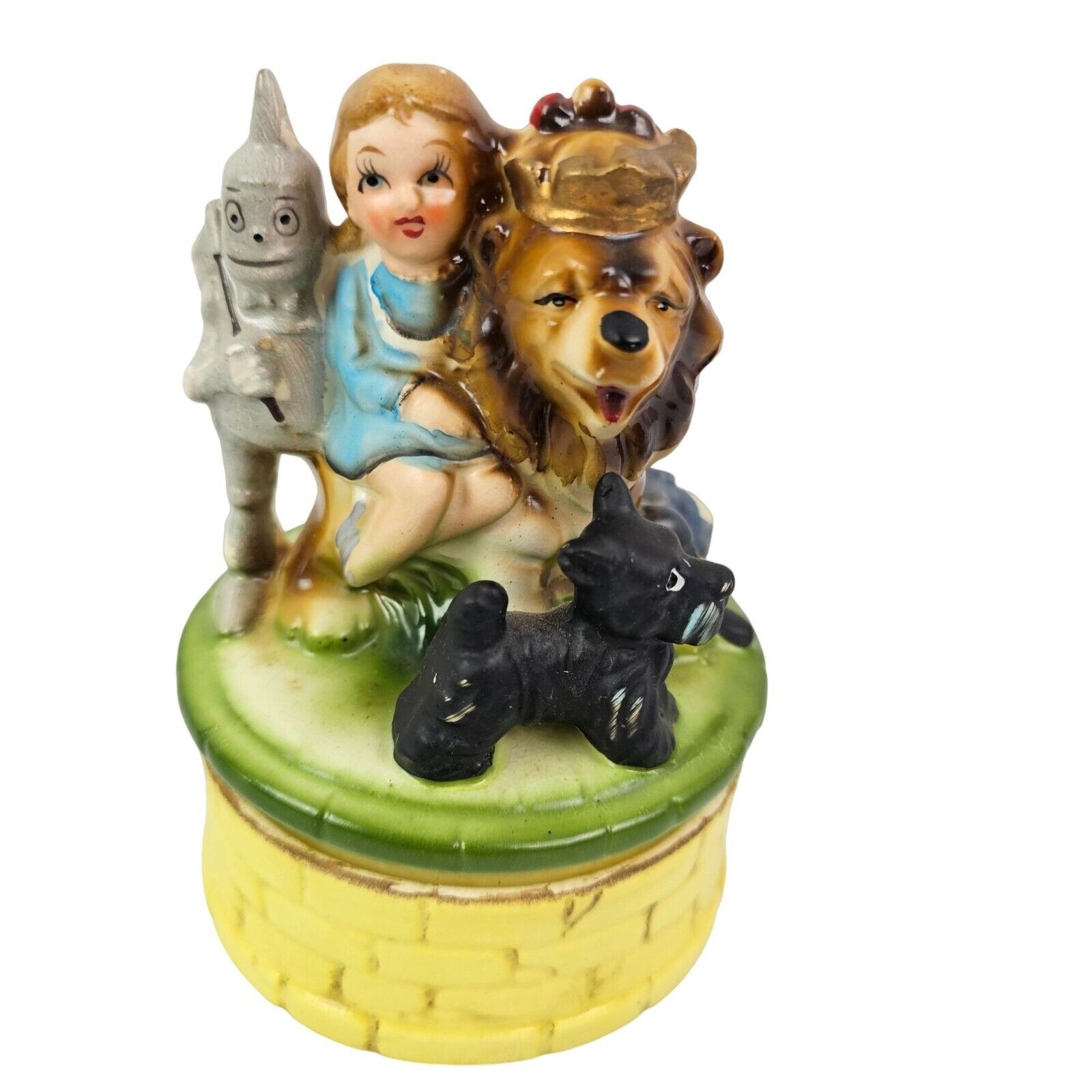 Vintage Wizard of Oz Music Box Dorothy Tin Man Toto Lion Yellow Brick Road Japan